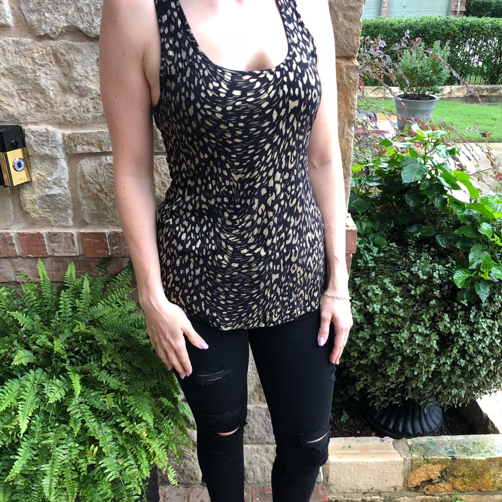 Black and Gold Leopard Print Razor Back Tank
